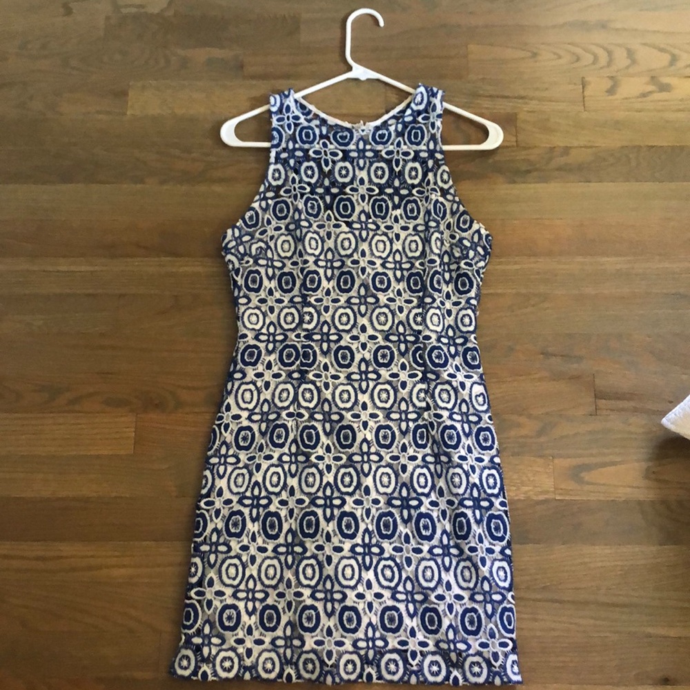 Blue and white dress